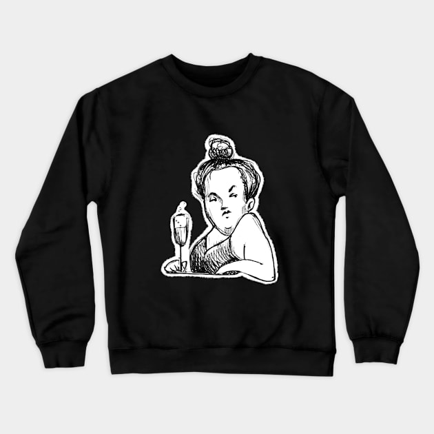 lady with glass of wine Crewneck Sweatshirt by barbasantara